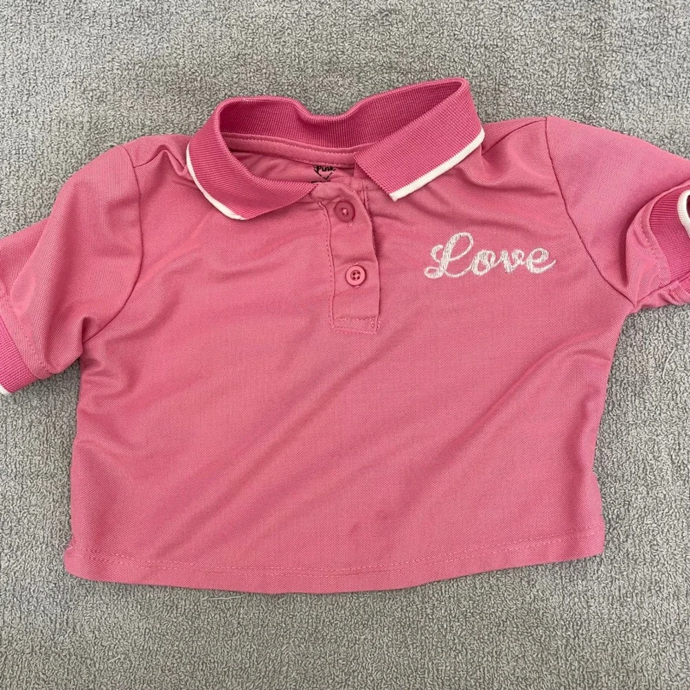 Pink Velvet Girls Pink Polo Shirt and‎ Skort 2 Piece Set Love Embroidery